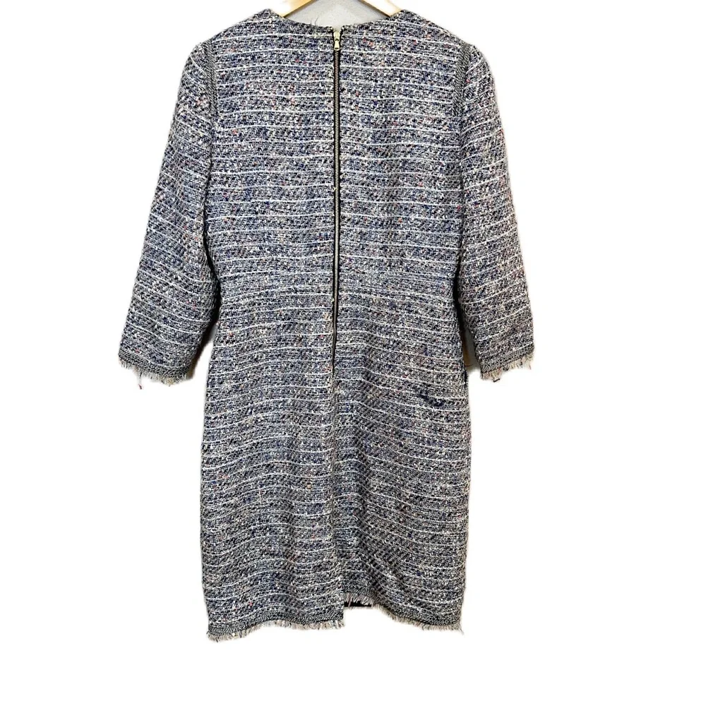 J.Crew Tweed Fringe Dress 3/4 Sleeve‎ Multicolor Women’s Sz 10 NWOT